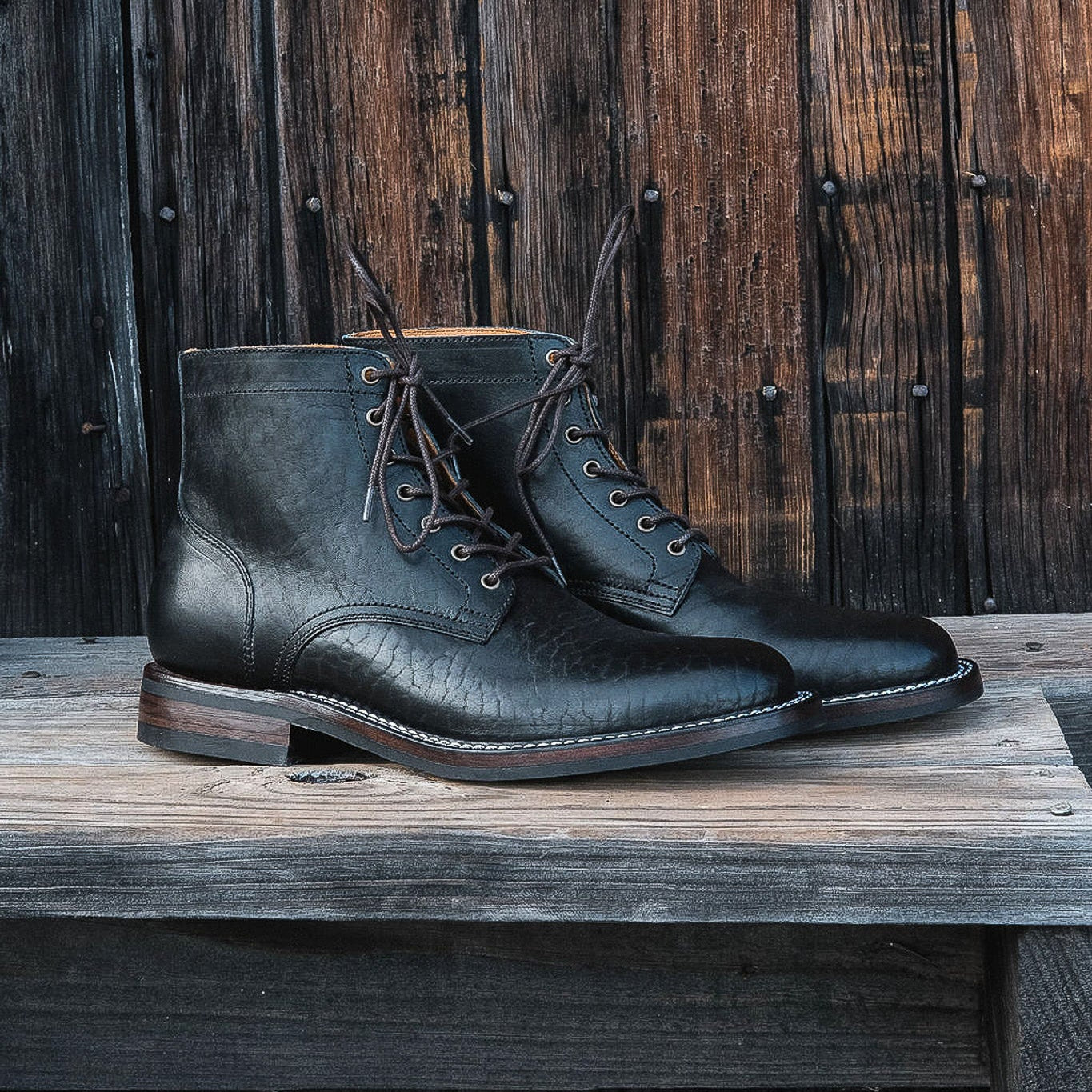 Lisbon Stitchdown - Black Rustic Horsebutt - Pre-Order