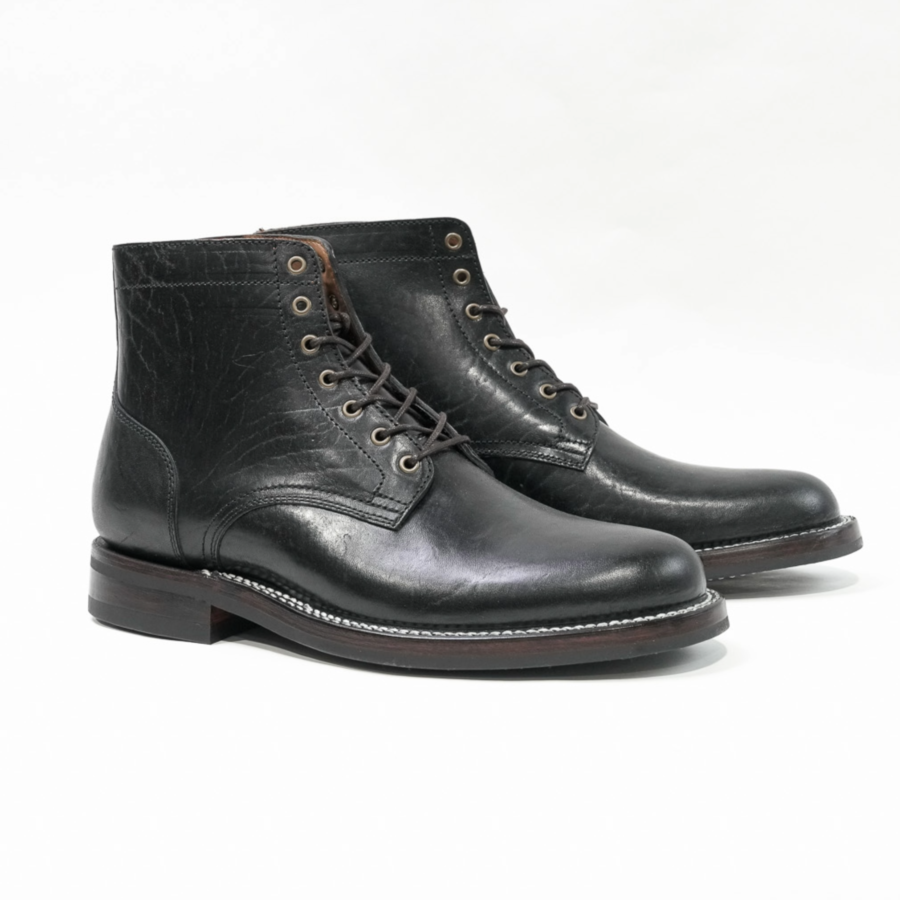 Lisbon Stitchdown - Black Rustic Horsebutt